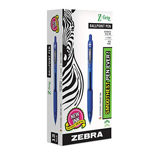 Zebra Pen – Kugelschreiber, einziehbar, 1,0 mm med. PT, blau Tinte, verkauft als 1 Dutzend, Zeb 22220 von Zebra Textil