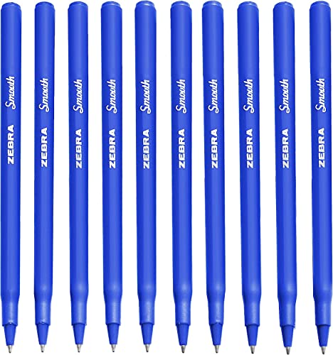 Zebra Smooth Stick Kugelschreiber, 0,7 mm Spitze, Blau, 10 Stück von Zebra Textil