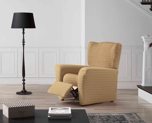 Zebra Textil Estoralis | Vega Moderner Design-Relax-Sesselbezug | Elastischer Jacquardstoff | Beige | Für Relaxsessel von 70 bis 90 cm. | Sesselschutz | Anpassbar an alle Arten von Sesseln von Zebra Textil