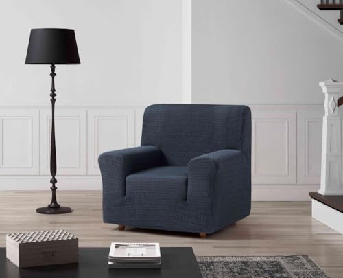 Zebra Textil Estoralis | Vega Sofabezug im modernen Design | Elastischer Jacquardstoff | Blau | Für 1-Sitzer-Sofa von 70 bis 110 cm. | Sofaschutz | Anpassbar an alle Arten von Sesseln von Zebra Textil