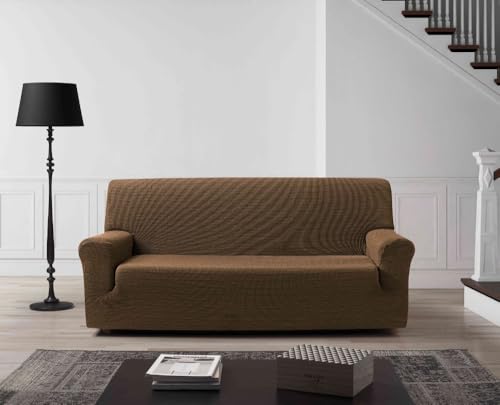 Zebra Textil Estoralis | Vega Sofabezug im modernen Design | Elastischer Jacquardstoff | Braun | Für 4-Sitzer-Sofa von 220 bis 260 cm. | Sofaschutz | Anpassbar an alle Arten von Sesseln von Zebra Textil