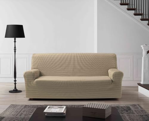 Zebra Textil Estoralis | Vega Sofabezug im modernen Design | Elastischer Jacquardstoff | Elfenbein | Für 3-Sitzer-Sofa von 170 bis 220 cm. | Sofaschutz | Anpassbar an alle Arten von Sesseln von Zebra Textil
