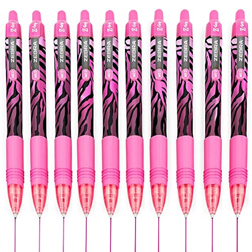 Zebra Z-Grip Smooth Kugelschreiber, 1,0 mm, flippige Flamme, gestreiftes rosa Gehäuse, rosa Tinte, 10 Stück von Zebra Textil