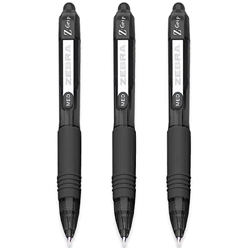 Zebra Z-Grip Smooth Mini-Kugelschreiber, 1,0 mm, Schwarz, 3 Stück von Zebra Pen