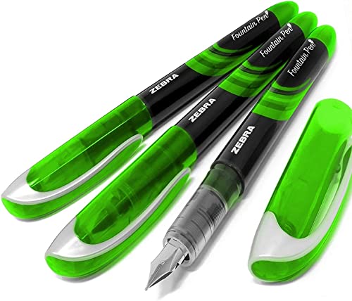 Zebra Einweg-Füllfederhalter „Fuente“, Grüne Tinte, 3 Stück von Zebra Pen