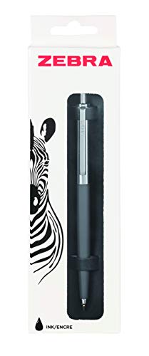 Zebra Pen 901 schwarzer Kugelschreiber, schlanker und stilvoller schwarzer Kugelschreiber, einziehbare und zuverlässige Stifte, schwarze Tinte, hochwertiger grauer Schaft mit Präsentationshülle, feine von Zebra Pen