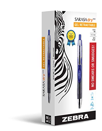 Zebra Sarasa Dry X30 Retractable Gel Ink Pens, Medium Point 0.7mm, Blue Rapid Dry Ink, 12-Count Zebra Sarasa Dry X30 Retractable Gel Ink Pens, Medium Point 0.7mm, Blue Rapid Dry Ink, 12-Count von Zebra