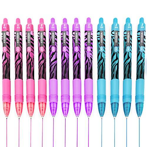 Zebra Z-Grip Smooth Kugelschreiber, 1,0 mm, Funky Flame, gestreifter Schaft, Blau, Rosa, Violett, 12 Stück von Zebra Technologies
