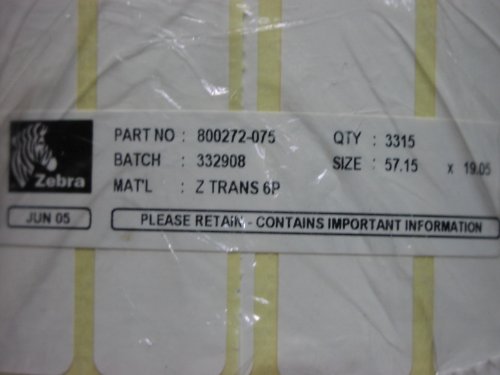 Zebra Z-Select 2000T Druckeretiketten, weiß (weiß, Thermo-Transfer, 3315-teilig), 57,15 mm x 19,05 mm von Zebra Technologies