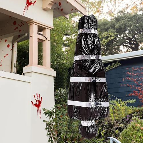Halloween Deko Leiche Requisiten, Halloween Leichensack Gruselige Halloween Deko Outdoor Garten Aufblasbar Gefälschte Leiche, Halloween Dekoration Requisiten für Tote Opfer Spukhaus Deko (Schwarz) von Zecnaud
