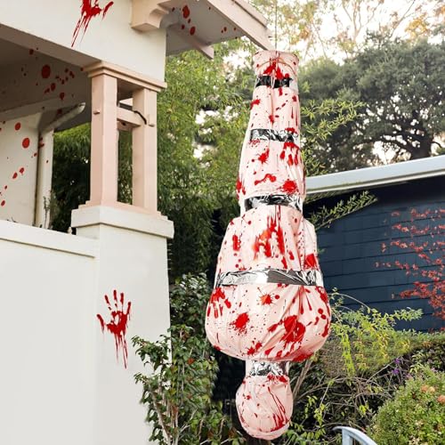 Halloween Deko Leiche Requisiten, Halloween Leichensack Gruselige Halloween Deko Outdoor Garten Aufblasbar Gefälschte Leiche, Halloween Dekoration Requisiten für Tote Opfer Spukhaus Deko (Weiß) von Zecnaud