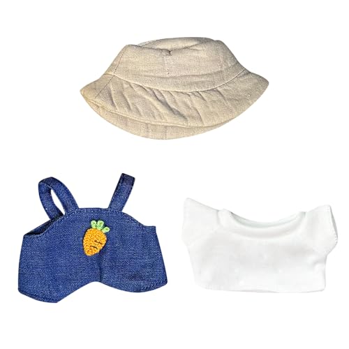 Kleidung für Labubu Puppe, 17cm Bekleidung für Labubu Plüsch, Süße Puppenkleidung Zubehör für Labubu, Puppenkleidung Set mit Overall und Mütze für Jungen Mädchen Geschenke (Blau) von Zecnaud