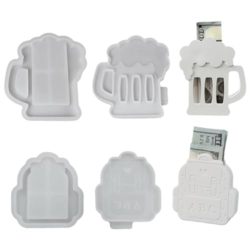 Silikonform Geldgeschenk, Silikonformen Gießformen Geldgeschenk, Silikonform Bier Geldklammer Gipsformen zum Gießen, Silikon Gießform DIY Basteln Handwerk Geschenkset (2 Stück) von Zecnaud