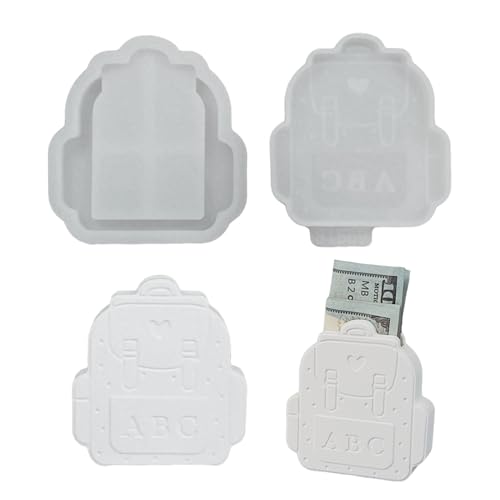 Silikonform Geldgeschenk, Silikonformen Gießformen Geldgeschenk, Silikonform Bier Geldklammer Gipsformen zum Gießen, Silikon Gießform DIY Basteln Handwerk Geschenkset (Schultasche) von Zecnaud