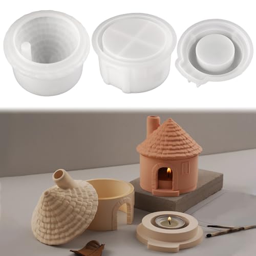 Silikonform Kerzenhalter, Silikonformen Gießformen Kerzenhalter Häuser mit Deckel, DIY Haus Gipsformen zum Gießen, Weihnachten Silikonform für DIY Kerzen Gips Handwerk Geschenkset Silikonform Kerzenhalter, Silikonformen Gießformen Kerzenhalter Häuser mit Deckel, DIY Haus Gipsformen zum Gießen, Weihnachten Silikonform für DIY Kerzen Gips Handwerk Geschenkset von Zecnaud