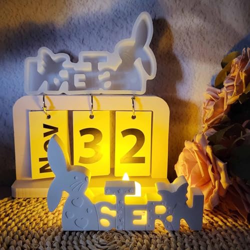 Silikonform Ostern, Silikonformen Gießformen Ostern, 3D Ostern Hase Silikonform Gipsformen Kerzenformen zum Gießen, Frühling Osternhase Silikonform Gießformen Ostern Giessformen für Handwerk (B) von Zecnaud