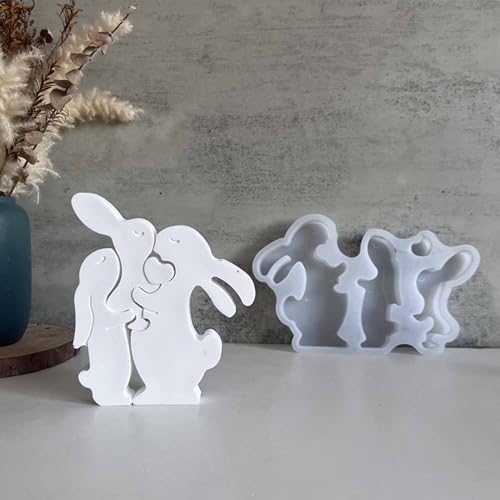 Zecnaud Silikonform Ostern, Ostern Hase Silikonform Gießform für Kerzen, Seifen, Duftkerzen & Heimdekoration, 19 × 11,5 × 2,3 cm / 7,5 × 4,5 × 0,9 Zoll, Silikon, Form von Zecnaud