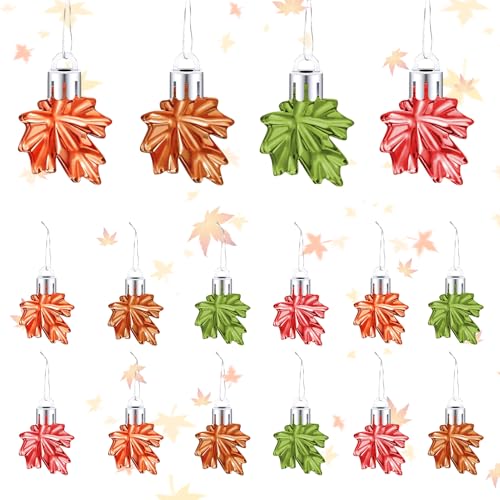 Zecnaud Herbstdekoration Ahornblatt Fensterbilder 12 Stück Acryl Blattschmuck in Grün Gelb Rot Orange Für Fenster von Zecnaud