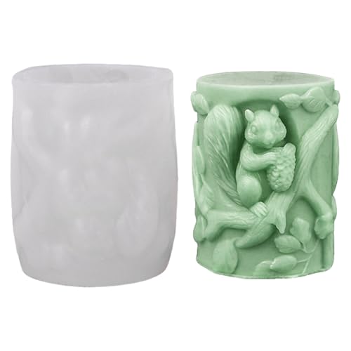 Zecnaud Silikonform Weihnachten Eichhörnchen, Silikonformen Gießformen Weihnachten, Zylinder Silikonform Kerzenform Gipsformen zum Gießen, Gießformen Silikon für Gips, Kerzen, Seifen (B) von Zecnaud