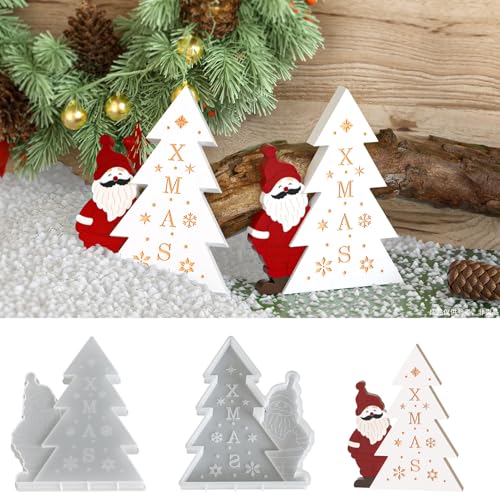 Zecnaud Silikonformen Gießformen Weihnachten, Silikonform Weihnachtsbaum, Gießformen Silikon Weihnachten Gipsformen Zum Gießen, Silikon Gießform Tannenbaum für DIY Handwerk Weihnachtsdeko (B) von Zecnaud