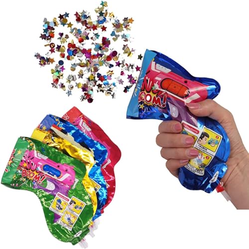 Konfettikanone, 10 Stück Konfettipistole Party Popper Confetti Kanone Feuerwerkspistolen Konfetti Pistolen Biologisch Abbaubar Konfettibombe für Geburtstage Hochzeiten Neujahr (10pcs) von Zecouk