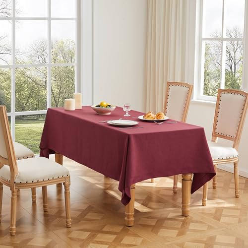 ZeeMart Basic Linen Strukturierte Tischdecke, 152,4 x 305,5 cm, Burgunderrot, Bauernhaus-Stil, rostfrei, rechteckig, knitterfrei, waschbar, schwere Tischdecke ZeeMart Basic Linen Strukturierte Tischdecke, 152,4 x 305,5 cm, Burgunderrot, Bauernhaus-Stil, rostfrei, rechteckig, knitterfrei, waschbar, schwere Tischdecke von ZeeMart
