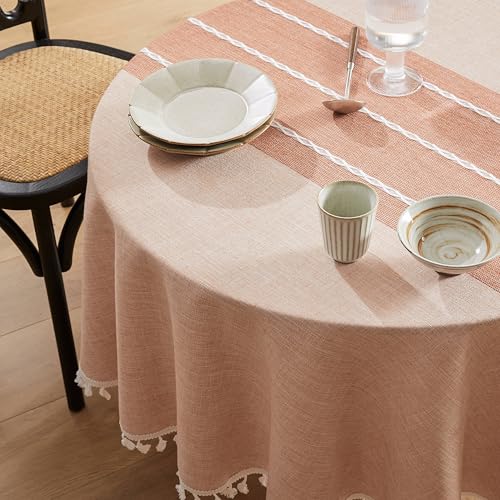 ZeeMart Kontrast-Tischdecke aus Leinen, rund, Landhaus-Stil, 152,4 cm, Orange, schwere gebrannte orangefarbene Herbst-Tischdecken, wasserabweisende Jute-Tischdecken ZeeMart Kontrast-Tischdecke aus Leinen, rund, Landhaus-Stil, 152,4 cm, Orange, schwere gebrannte orangefarbene Herbst-Tischdecken, wasserabweisende Jute-Tischdecken von ZeeMart