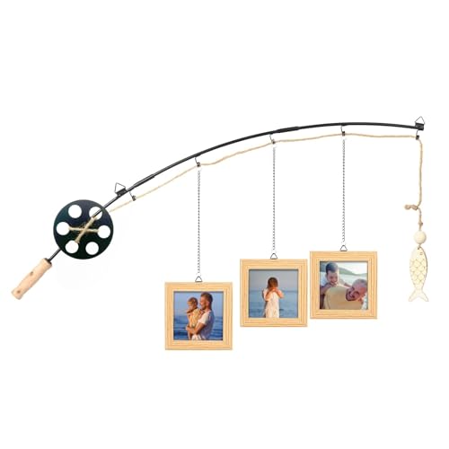 ZeenArt Angel-Bilderrahmen, Wanddekoration, Angeldekorationen mit 3 Stück, 10,2 x 10,2 cm, Holzrahmen, Angelrute, Bilderrahmen für Seehaus, Bauernhaus ZeenArt Angel-Bilderrahmen, Wanddekoration, Angeldekorationen mit 3 Stück, 10,2 x 10,2 cm, Holzrahmen, Angelrute, Bilderrahmen für Seehaus, Bauernhaus von ZeenArt