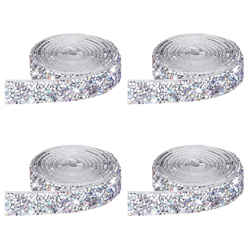 Crystal AB Hotfix Strassband, 4 Rollen, silberfarbener Strassgürtel, funkelnde Diamant-Bling-Wickel-Kristallrolle, 1,1 cm Band, Glitzer-Harz-Diamantstreifen für Bastelarbeiten, Kunsthandwerk Crystal AB Hotfix Strassband, 4 Rollen, silberfarbener Strassgürtel, funkelnde Diamant-Bling-Wickel-Kristallrolle, 1,1 cm Band, Glitzer-Harz-Diamantstreifen für Bastelarbeiten, Kunsthandwerk von Zeevill