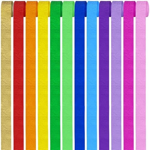 Zefphxs Krepppapier Bunt, 12 Farben Regenbogen Krepppapier Band 4.5cm x 25m Kreppbänder Deko Party Feier Dekoration,Hochzeit,Karneval Zefphxs Krepppapier Bunt, 12 Farben Regenbogen Krepppapier Band 4.5cm x 25m Kreppbänder Deko Party Feier Dekoration,Hochzeit,Karneval von Zefphxs