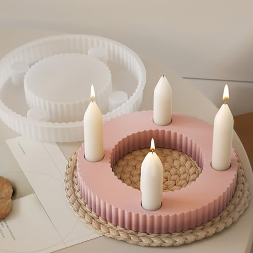 Silikonformen Gießformen Kerzenhalter, 4 Löcher Kerzenständer Runde Form, Rund Silikon Formen Zum Gießen Für Stabkerzen Und Teelichters, Kunst Heimdekoration Silikonformen Gießformen Kerzenhalter, 4 Löcher Kerzenständer Runde Form, Rund Silikon Formen Zum Gießen Für Stabkerzen Und Teelichters, Kunst Heimdekoration von Zegaqae