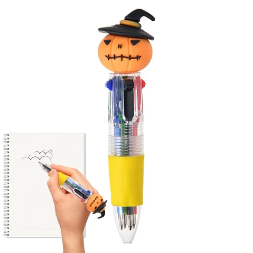 Zegaqae 4-in-1 Mehrfarbiger Kugelschreiber, 5 Stück Halloween Regenbogenstift, Kugelschreiber, Halloween Schüler Mitbringsel Für Schulfest,Geist, Kürbis von Zegaqae