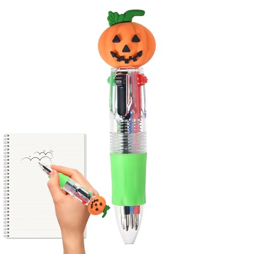 Zegaqae 4-in-1 Mehrfarbiger Kugelschreiber, 5 Stück Halloween Regenbogenstift, Kugelschreiber, Halloween Schüler Mitbringsel Für Schulfest,Geist, Kürbis von Zegaqae