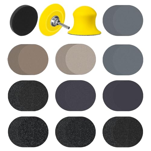Zegrox 103 Stk Schleifscheiben 76 mm Nass- und Trockenschleifpads, Rundes Schleifpapier (Körnung 80-7000), Exzenterschleifer, Schleifblätter für Metall, Holz, Glas, Autopolitur (50 mm) von Zegrox