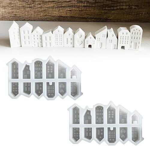 Silikonformen Giessformen Haus, 12 PCS Mini Silikonform Haus, DIY Silikonform Häuser Gießform Haus Kerzenform, Silikonformen Gießformen Weihnachten zur Weihnachtsdekoration von Zehaokay