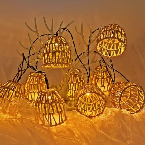 10 Stück LED Lichterkette Aussen,LED Rattankugel Lampion,Lampions Led Lichterkette Außen Wetterfest,Gilt für Balkon Garten Outdoor,Balkon, Party,Zimme von ZeiLaBang Kakadi