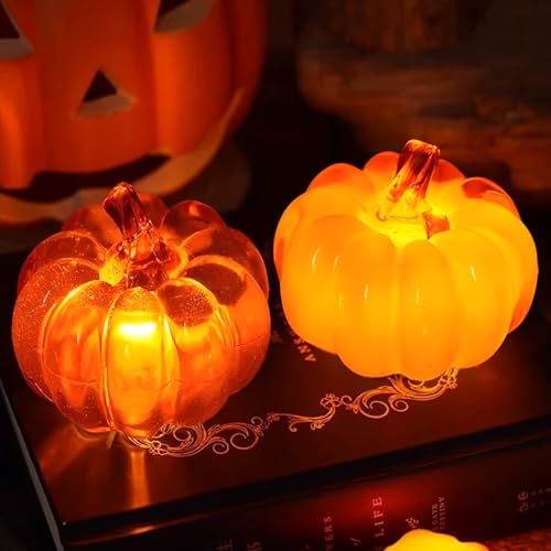 2 Stück Herbstdeko Kürbis Laternen,Herbstdeko Kürbis Deko mit LED Licht,Halloween Lantern,Herbst Dekoration Halloween Deko Beleuchtet Für Erntedankfest Weihnachten Tischdeko Innen Party von ZeiLaBang Kakadi