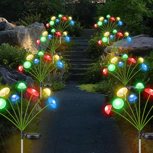 2 Stück Solar Quallen Lichterkette,Wasserdicht Solar Quallen Lampe,Quallen Pilz LED Gartenleuchten,Solarlampen für Außen Garten,Qualle LED Solarleuchten für Außen Garten,Strauchwerk, Terrasse ﻿ von ZeiLaBang Kakadi