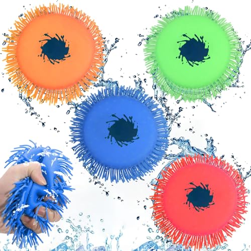 4 Stück Wasser Frisbee,Wurfscheibe Wasserspielzeug,Wasser-Wurfscheibe aus Schaumstoff und Silikon,Wiederverwendbar WasserbombenWasserspielzeug Pool für Kinder Schwarz(Farbe -4pcs) von ZeiLaBang Kakadi