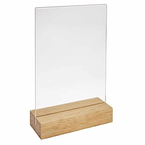 Doppelseitiger Tischkartenhalter DIN A5 Hoch mit Fuß aus hellem Bambus/Werbeaufsteller/Menükartenhalter/Bildhalter/Tischaufsteller/Holz/Gastronomie - Zeigis® von Zeigis