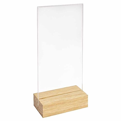 Doppelseitiger Tischkartenhalter DIN Lang Hoch mit Fuß aus hellem Bambus/Werbeaufsteller/Menükartenhalter/Bildhalter/Tischaufsteller/Holz/Gastronomie - Zeigis® von Zeigis