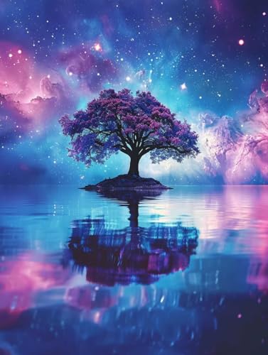5D Sternenhimmel Diamond Painting Groß xxl 80 x 100 cm, Diamont Painting Bilder Baum Diamond-Painting Basteln Erwachsene Malerei Set, DIY Mosaikherstellung Rhinestone Painting für Wand Décor, Geschenk von Zeipopge