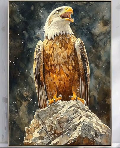 Adler Diamond Painting Erwachsene, 5D Diamond Painting Tier Muster Design DIY Eckige Vollbohrer Diamanten Malerei Mosaik Bastelset Erwachsene Anfänger für Zimmer Deko Wanddeko 60x80cm -zpg2507V1 von Zeipopge
