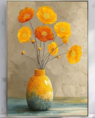 Blume Diamond Painting Erwachsene, 5D Diamond Painting Vase Muster Design DIY Eckige Vollbohrer Diamanten Malerei Mosaik Bastelset Erwachsene Anfänger für Zimmer Deko Wanddeko 100x135cm -zpg25079C von Zeipopge