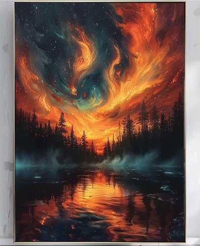 Diamond Painting Aurora, Diamond painting Erwachsene Wald Muster Design 5D DIY Eckige Vollbohrer Diamanten Malerei Stickerei Kreuzstich Basteln Erwachsene für Deko Wohnzimmer 70 x 95 cm -zpg2507L6 von Zeipopge