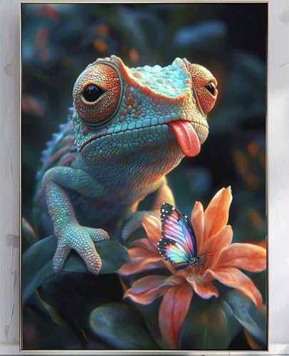 Diamond Painting Chamäleon, Diamond painting Erwachsene Schmetterling Muster Design 5D DIY Eckige Vollbohrer Diamanten Malerei Stickerei Kreuzstich Basteln für Deko Wohnzimmer 25x35cm -zpg2507HX von Zeipopge
