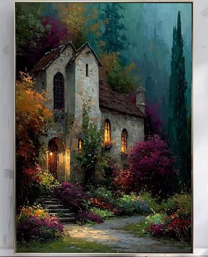 Diamond Painting Häuser, Diamond painting Erwachsene Anlage Muster Design 5D DIY Eckige Vollbohrer Diamanten Malerei Stickerei Kreuzstich Basteln Erwachsene für Deko Wohnzimmer 80 x 110 cm -zpg25073Y von Zeipopge
