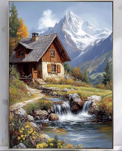 Diamond Painting Häuser, Diamond painting Erwachsene Landschaft Muster Design 5D DIY Eckige Vollbohrer Diamanten Malerei Stickerei Kreuzstich Basteln Erwachsene für Deko Wohnzimmer 80x110cm -zpg25073R von Zeipopge
