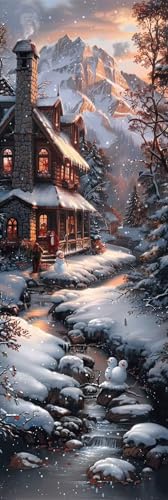 Diamond Painting Häuser Diamond Painting Kinder, Crystal Art Winter Mosaikherstellung 5D DIY Vollbohrer Diamanten Malerei Stickerei Kreuzstich für Deko Wohnzimmer, Geschenke (90x270cm) -pg25041M von Zeipopge