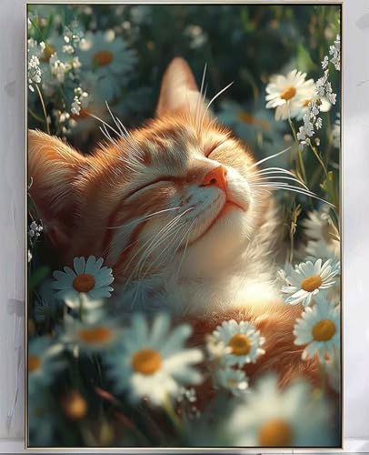 Diamond Painting Katze, Diamond painting Erwachsene Chrysantheme Muster Design 5D DIY Eckige Vollbohrer Diamanten Malerei Stickerei Kreuzstich Basteln Erwachsene für Deko Wohnzimmer 20x30cm -zpg250701 von Zeipopge